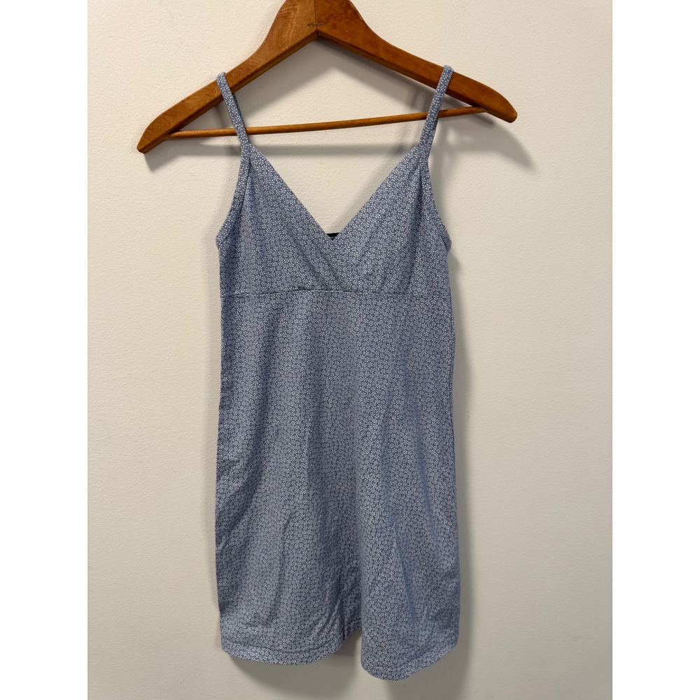 Brandy Melville Blue Floral Mini Babydoll Dress V-Neck Spaghetti Strap Italy XXS